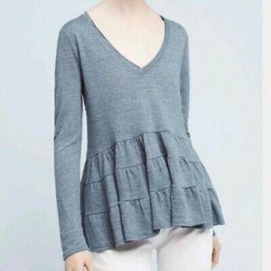 Anthropologie Deletta Thea Ruffle Peplum Top, XS